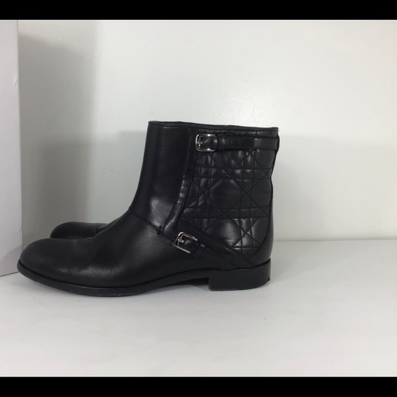 CHRISTIAN DIOR BLACK LEATHER MOTO ANKLE BOOTS CITY CANNAGE SZ EUR 37.5 US 7.5 - Picture 12 of 15